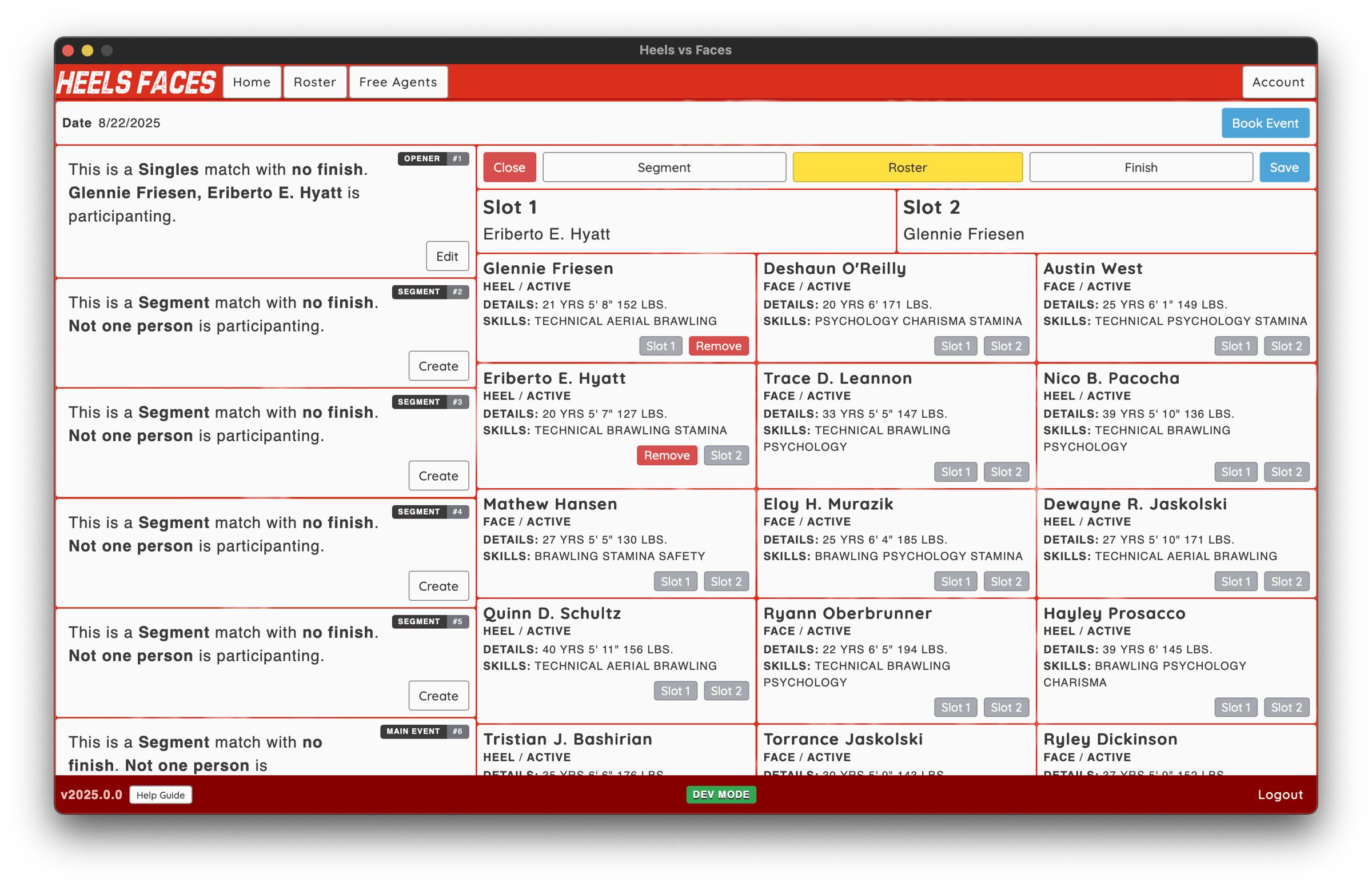 Screenshot of the Segment Editor's Roster tab